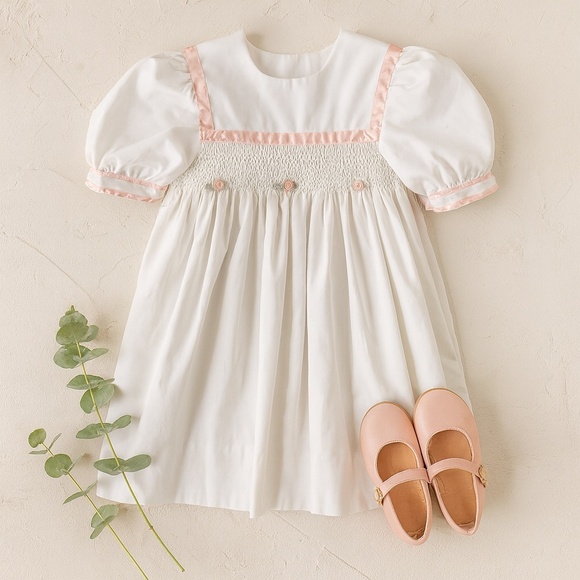 Polly Flinders Dress 4T + Vintage Rosette Smocked - Picture 12 of 12